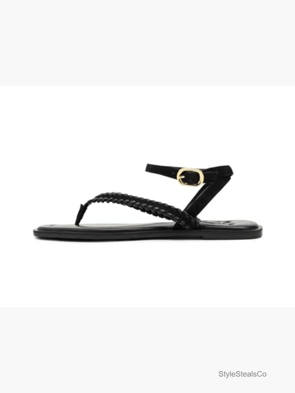 Leather Square Toe Sandals with Adjustable Buckle - Picture 3 of 6